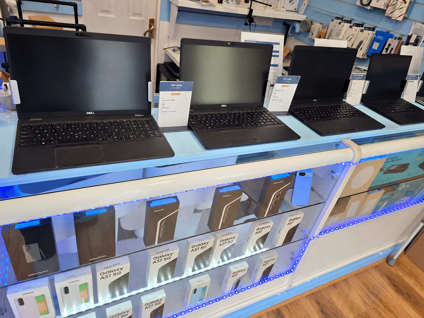 Refurbished laptops on display at Keanes IT in Clifden