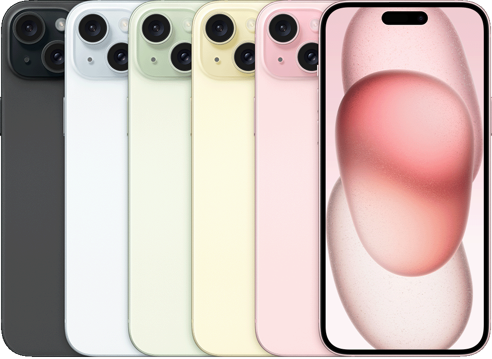 iPhone 15 Plus &mdash; manufacturer illustration, not current shop stock