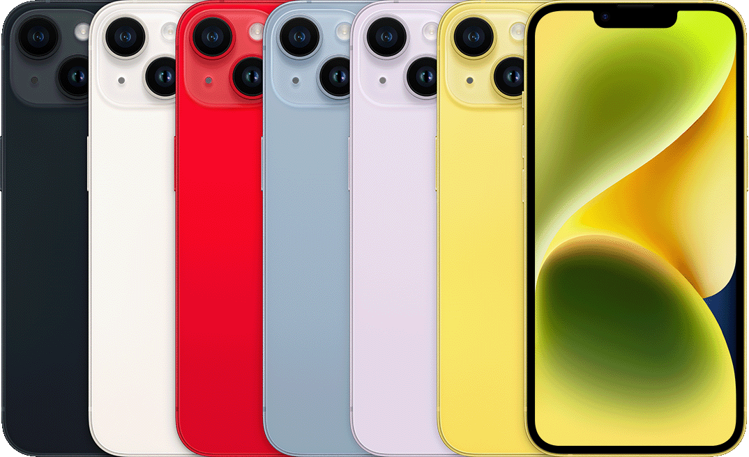 iPhone 14 &mdash; manufacturer illustration, not current shop stock